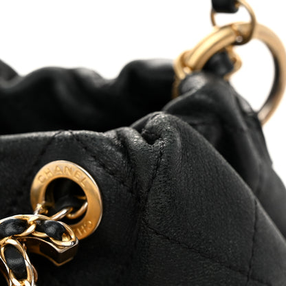 Chanel Lambskin Quilted Antique Signs Drawstring Bag Black 11 of 12
