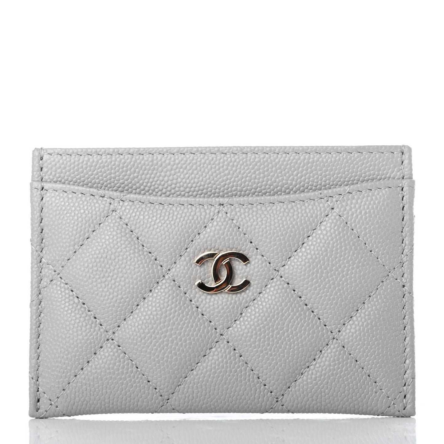 Caviar Quilted Card Holder Grey