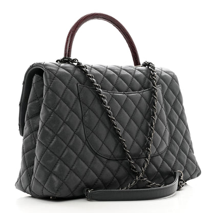 Chanel Caviar Lizard Quilted Medium Coco Handle Flap Grey 3 of 10