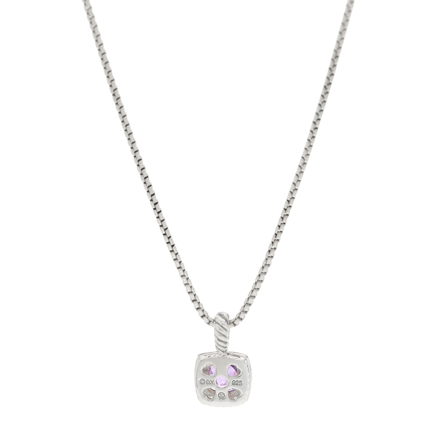 Sterling Silver Diamond Amethyst 7mm Petite Albion Pendant Necklace