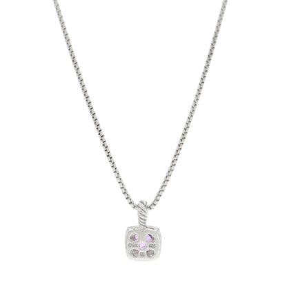 David Yurman Sterling Silver Diamond Amethyst 7mm Petite Albion Pendant Necklace 3 of 5