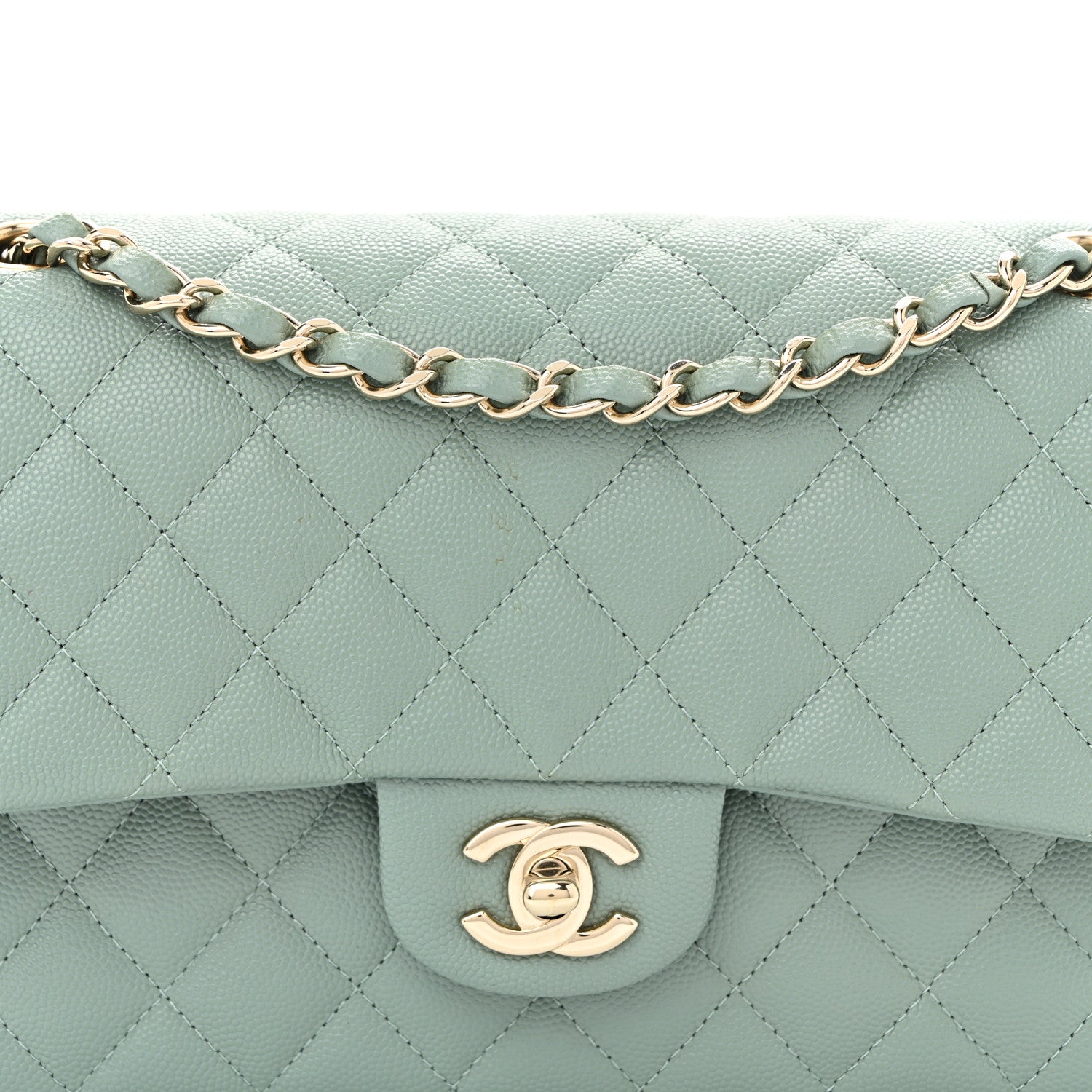 Chanel Caviar Quilted Medium Double Flap Dark Green 8 of 10