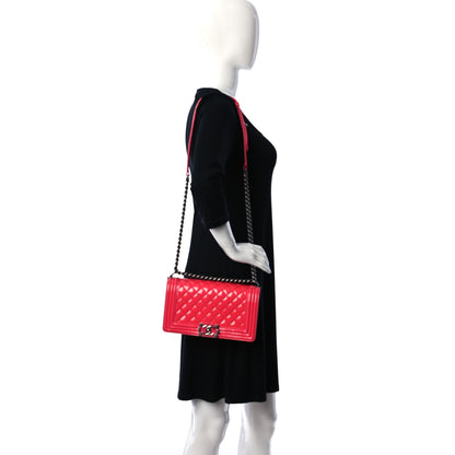 Chanel Patent Calfskin Enamel Quilted Medium Boy Flap Dark Pink 2 of 11