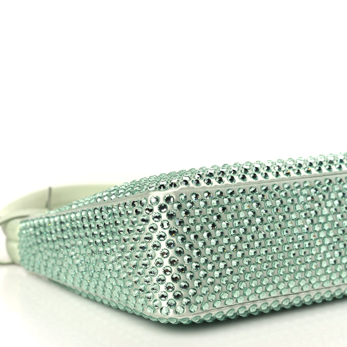 Satin Crystal Mini Re-Edition 2000 Bag Acqua