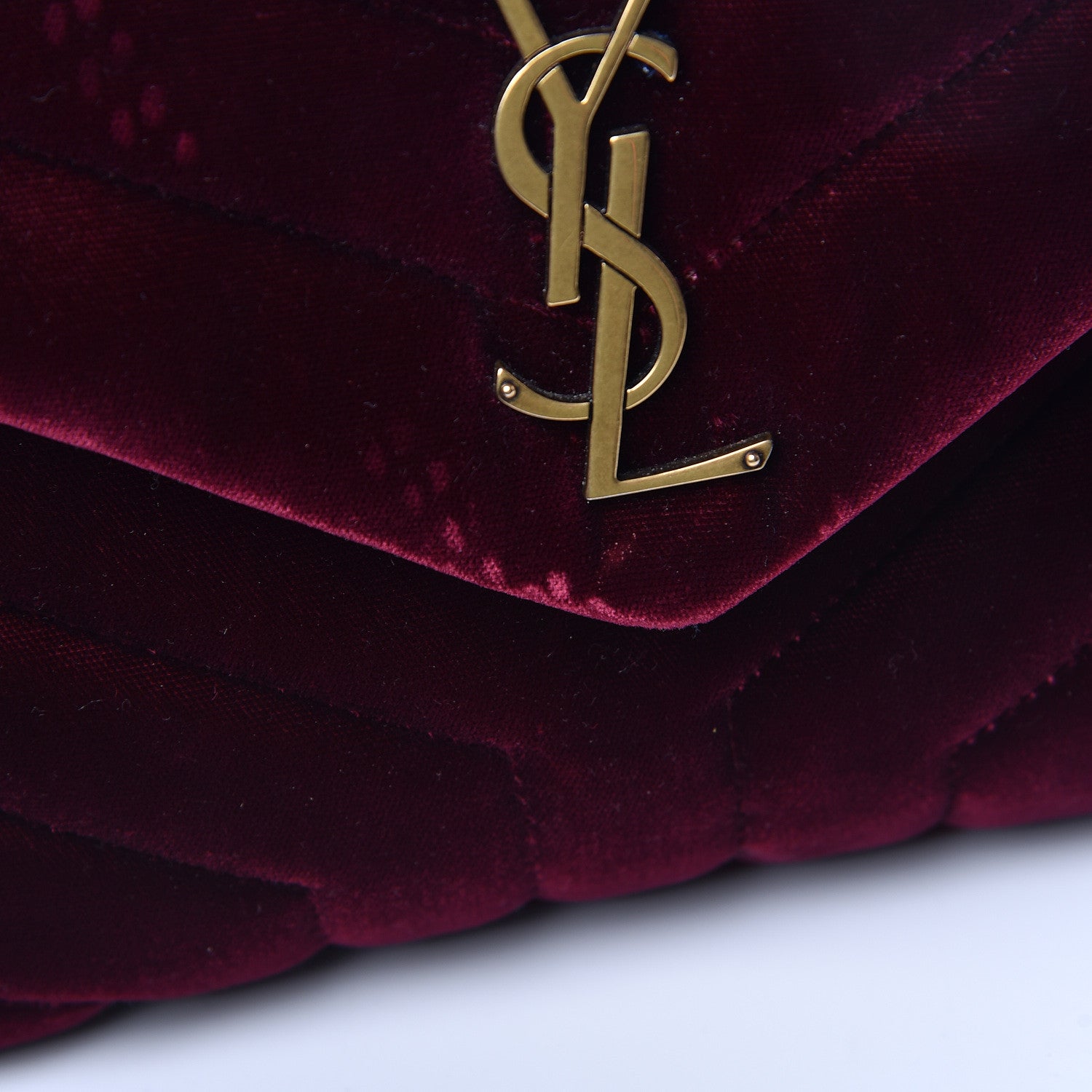 Saint Laurent Velvet Y Quilted Monogram Small Loulou Chain Satchel Burgundy 12 of 15
