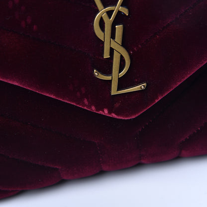 Saint Laurent Velvet Y Quilted Monogram Small Loulou Chain Satchel Burgundy 12 of 15