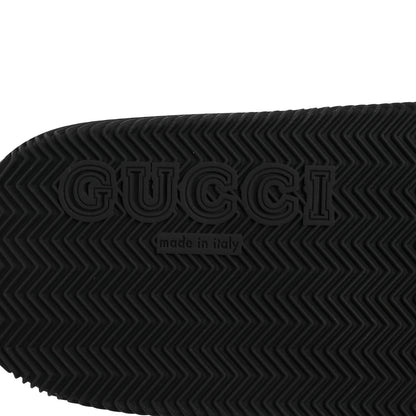 Gucci Rubber Web Womens Interlocking G Slide Sandals 40 Black Green Red 9 of 9