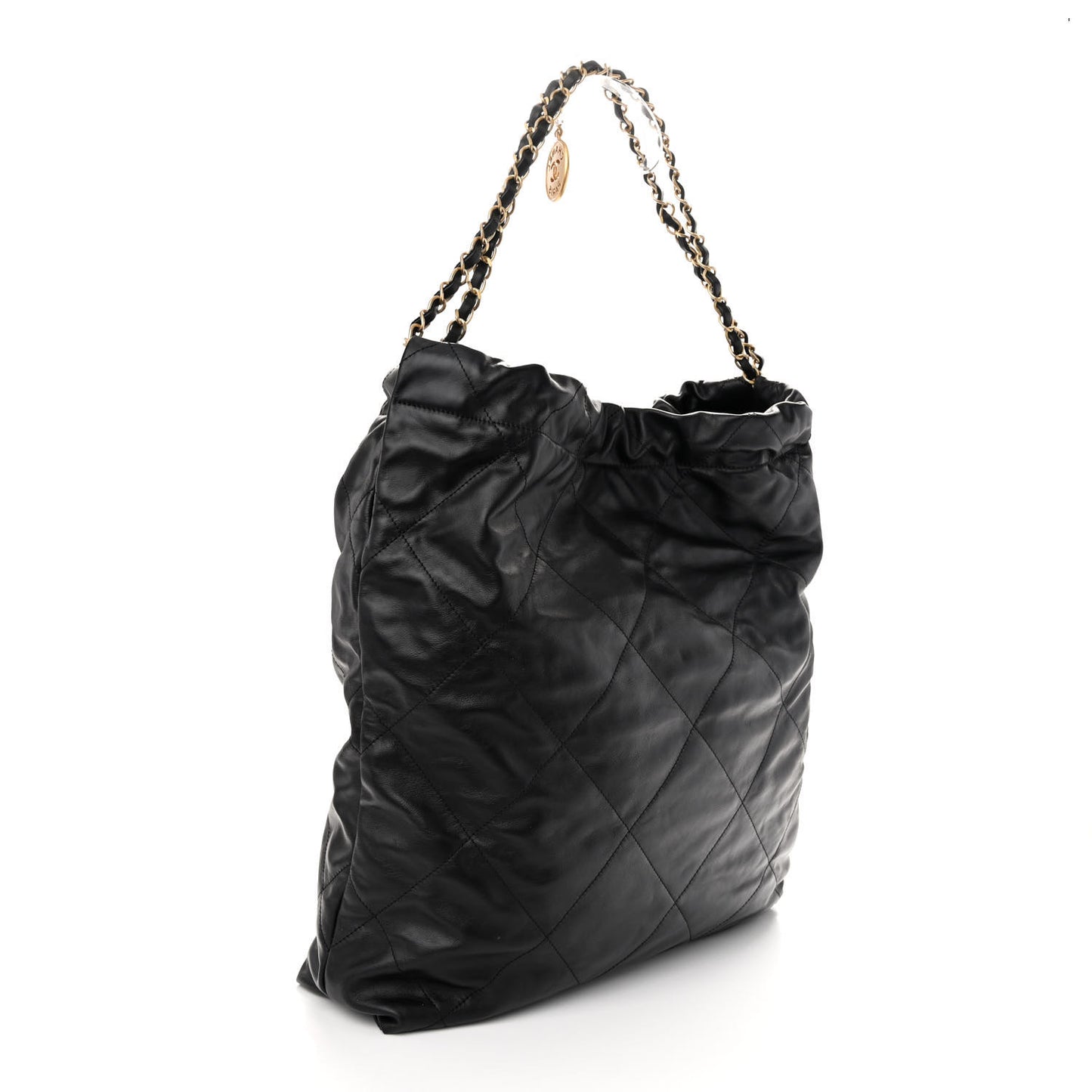 Calfskin Quilted Large Chanel 22 Black