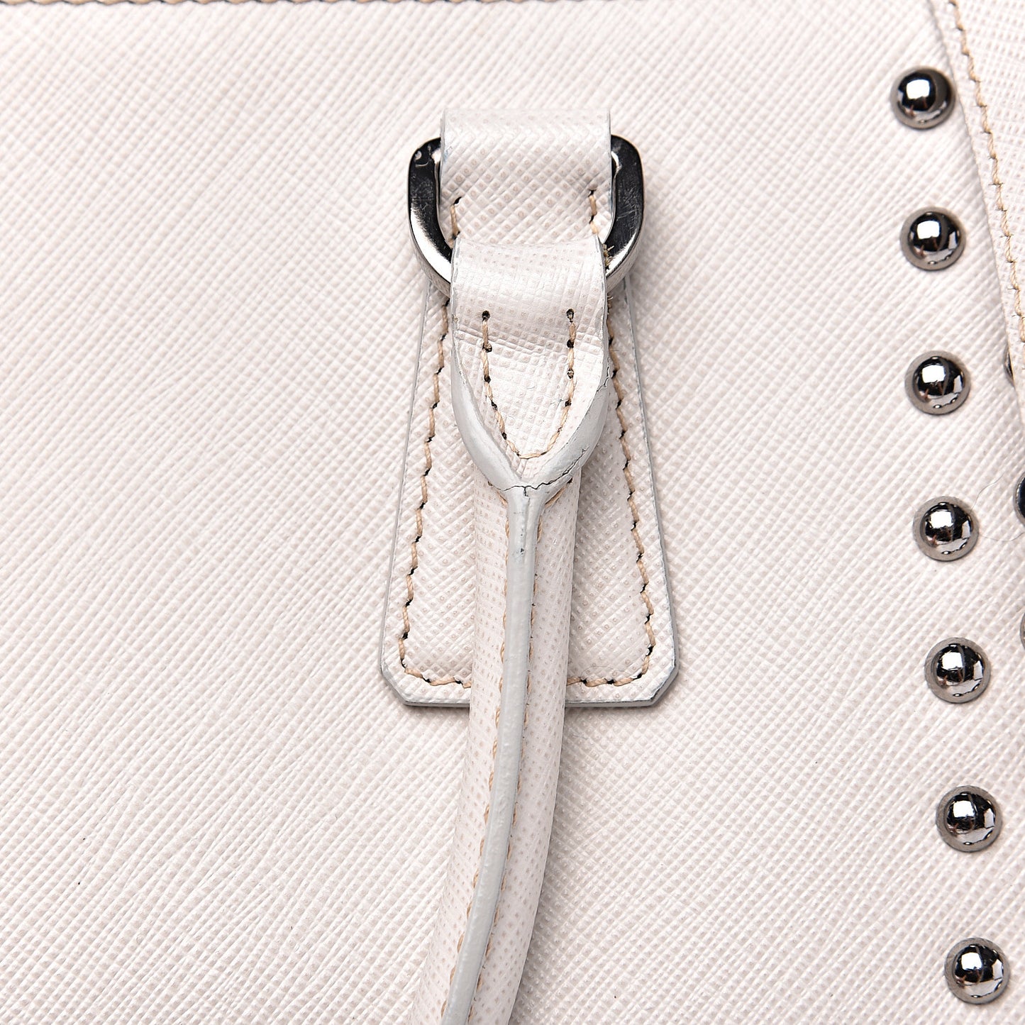 Saffiano Lux Studded Crystal Medium Galleria Double Zip Tote Talco