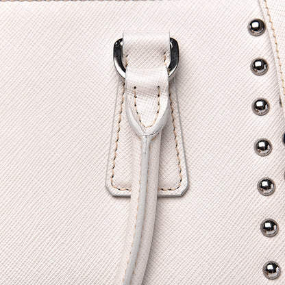 Prada Saffiano Lux Studded Crystal Medium Galleria Double Zip Tote Talco 11 of 14