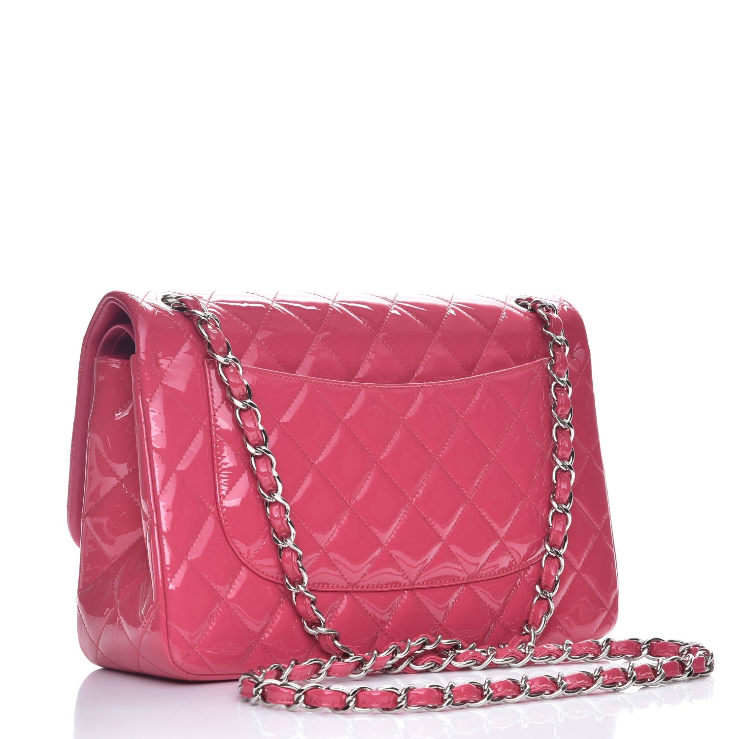 Chanel Patent Quilted Jumbo Double Flap Pink 4 of 10