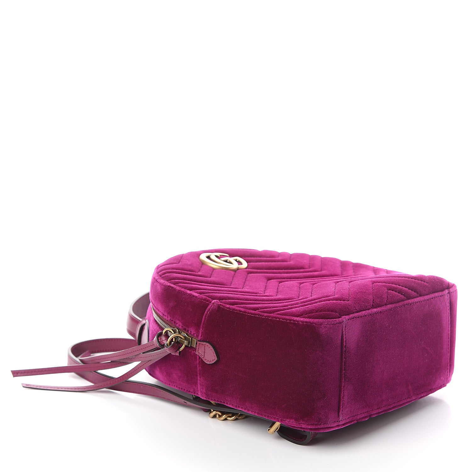 Gucci Velvet Matelasse GG Marmont Dome Backpack Fuchsia Violet Cyclamen 3 of 8