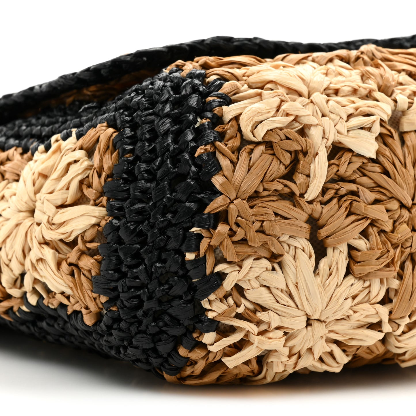 Raffia Azalea Calfskin Crochet Flower Small GG Marmont Shoulder Bag Natural Ecru Black