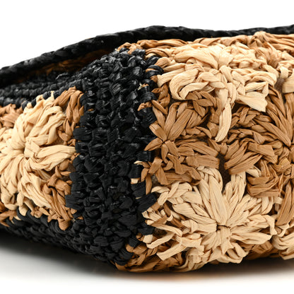 Gucci Raffia Azalea Calfskin Crochet Flower Small GG Marmont Shoulder Bag Natural Ecru Black 9 of 11