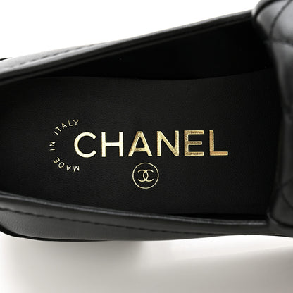 Chanel Lambskin Quilted CC Turnlock Loafers 37 Black 6 of 10