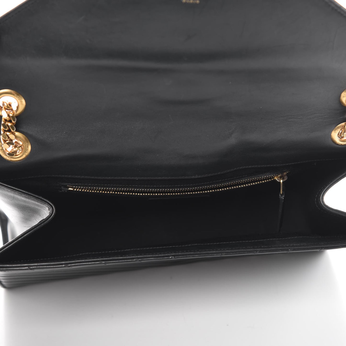 Smooth Calfskin Matelasse Chevron Large Monogram Satchel Black