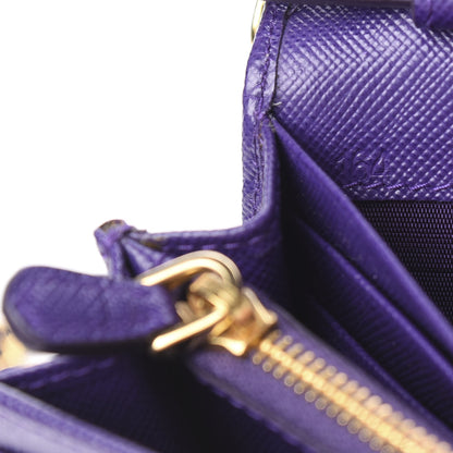 Prada Saffiano Metal Oro Chain Wallet Viola 6 of 9