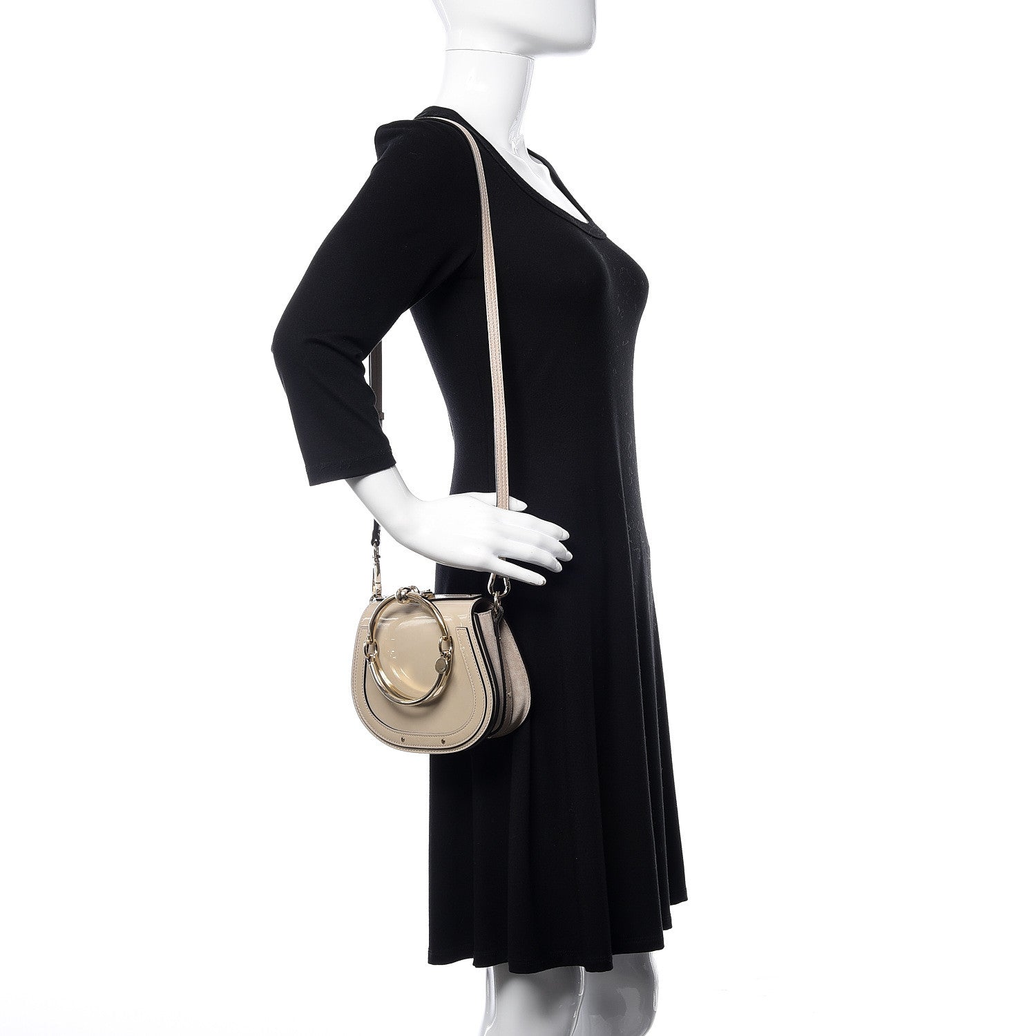 Chloe Patent Suede Small Nile Bracelet Bag Off White 2 of 8