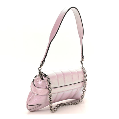 Gucci Iridescent Nappa Vertical Matelasse Small Maxi Horsebit Chain Shoulder Bag Escape Pink 3 of 10