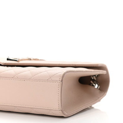 Saint Laurent Grain De Poudre Textured Mixed Matelasse Medium Triquilt Monogram Satchel Marble Pink 9 of 9