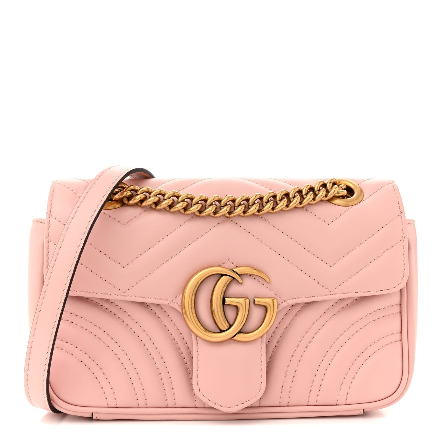 Calfskin Matelasse Mini GG Marmont Shoulder Bag Perfect Pink