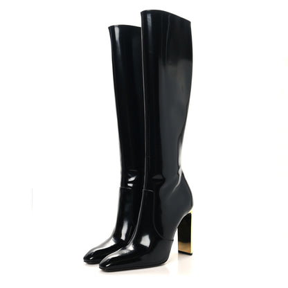 Saint Laurent Vitello Marilyn Auteuil 105 Knee High Zip Boots 41 Black 3 of 7