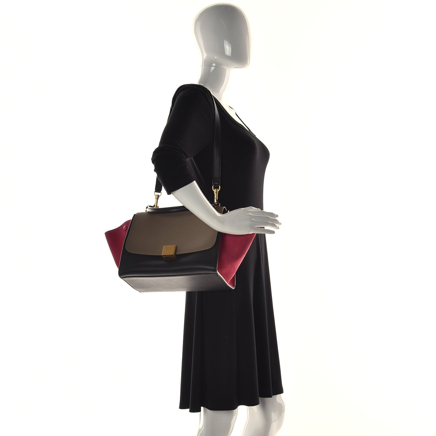 Celine Smooth Calfskin Suede Small Tri-Color Trapeze Pink 3 of 17