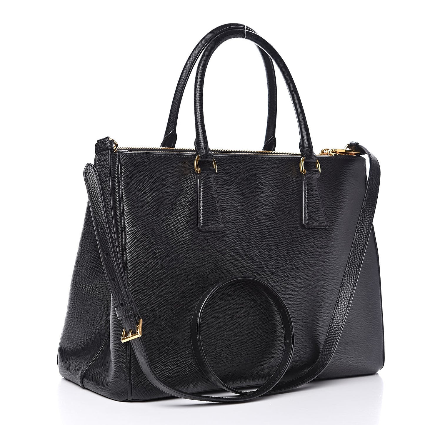 Saffiano Large Galleria Double Zip Tote Black