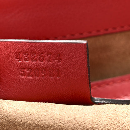 Gucci GG Supreme Monogram Calfskin Medium Padlock Top Handle Bag Beige Hibiscus Red New Rosette 7 of 10