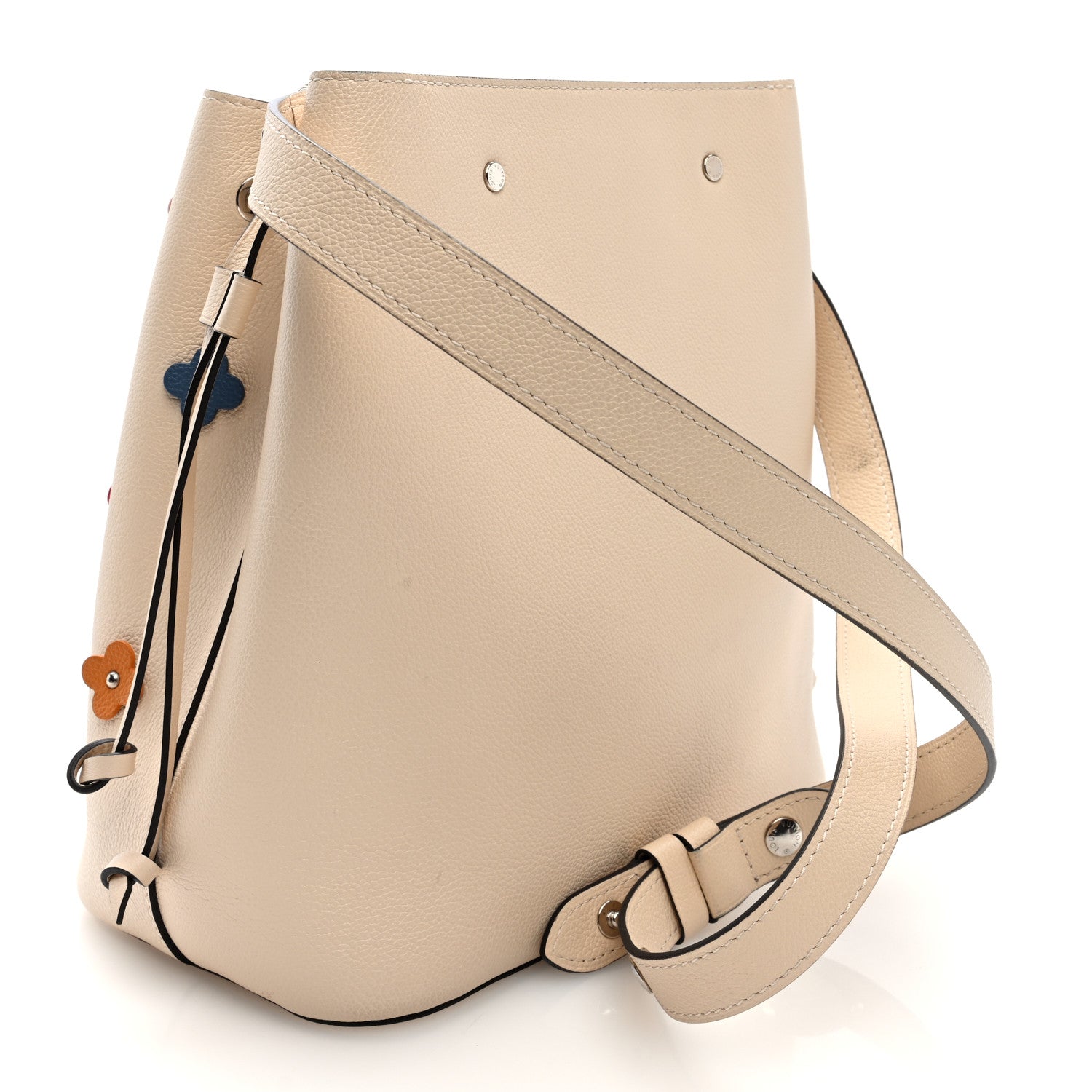 Louis Vuitton Calfskin Flowers Lockme Bucket Creme 3 of 10