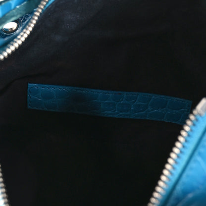 Balenciaga Extra Supple Calfskin Crocodile Embossed Le Cagole Shoulder Bag XS Turquoise 8 of 12