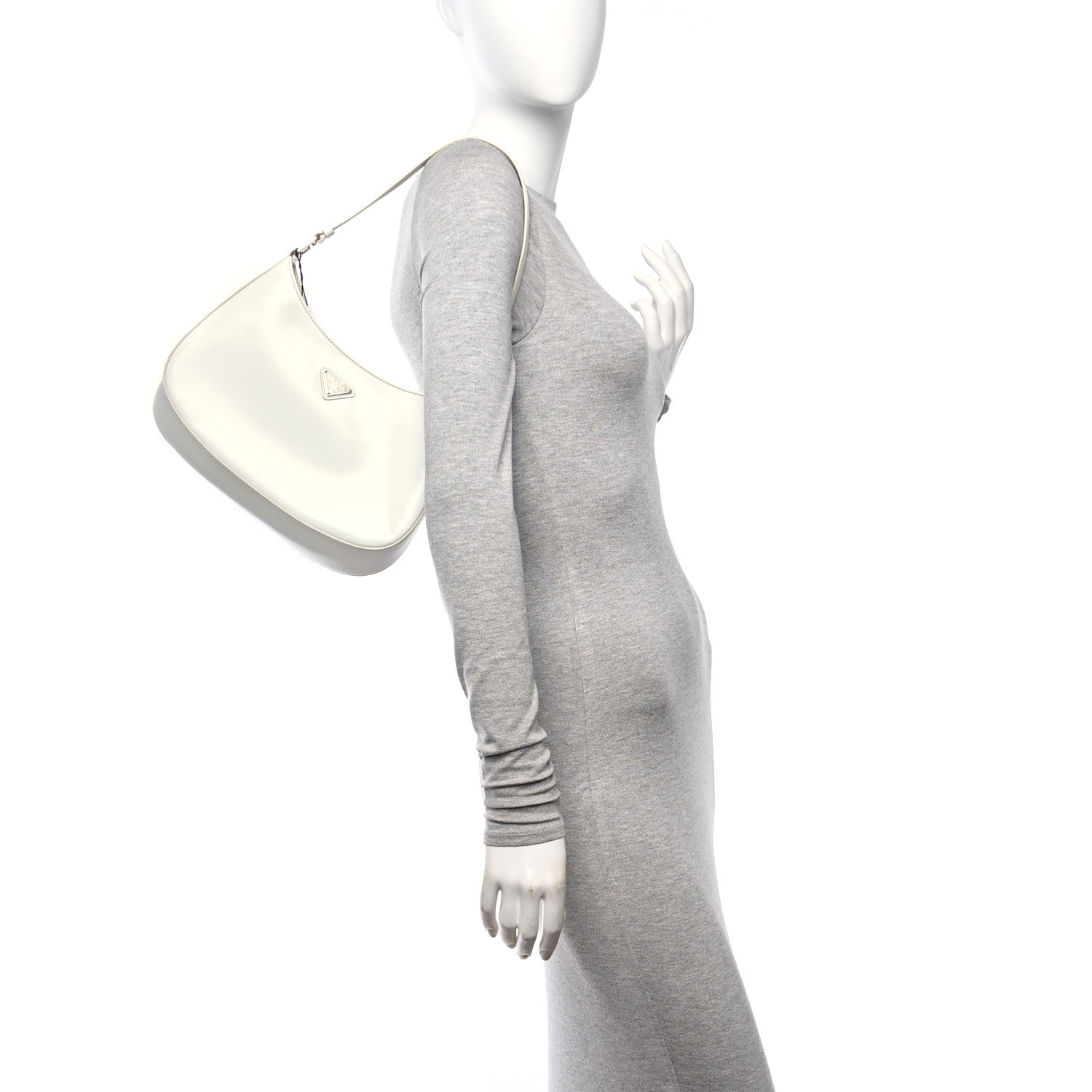 Prada Spazzolato Cleo Shoulder Bag White 2 of 9