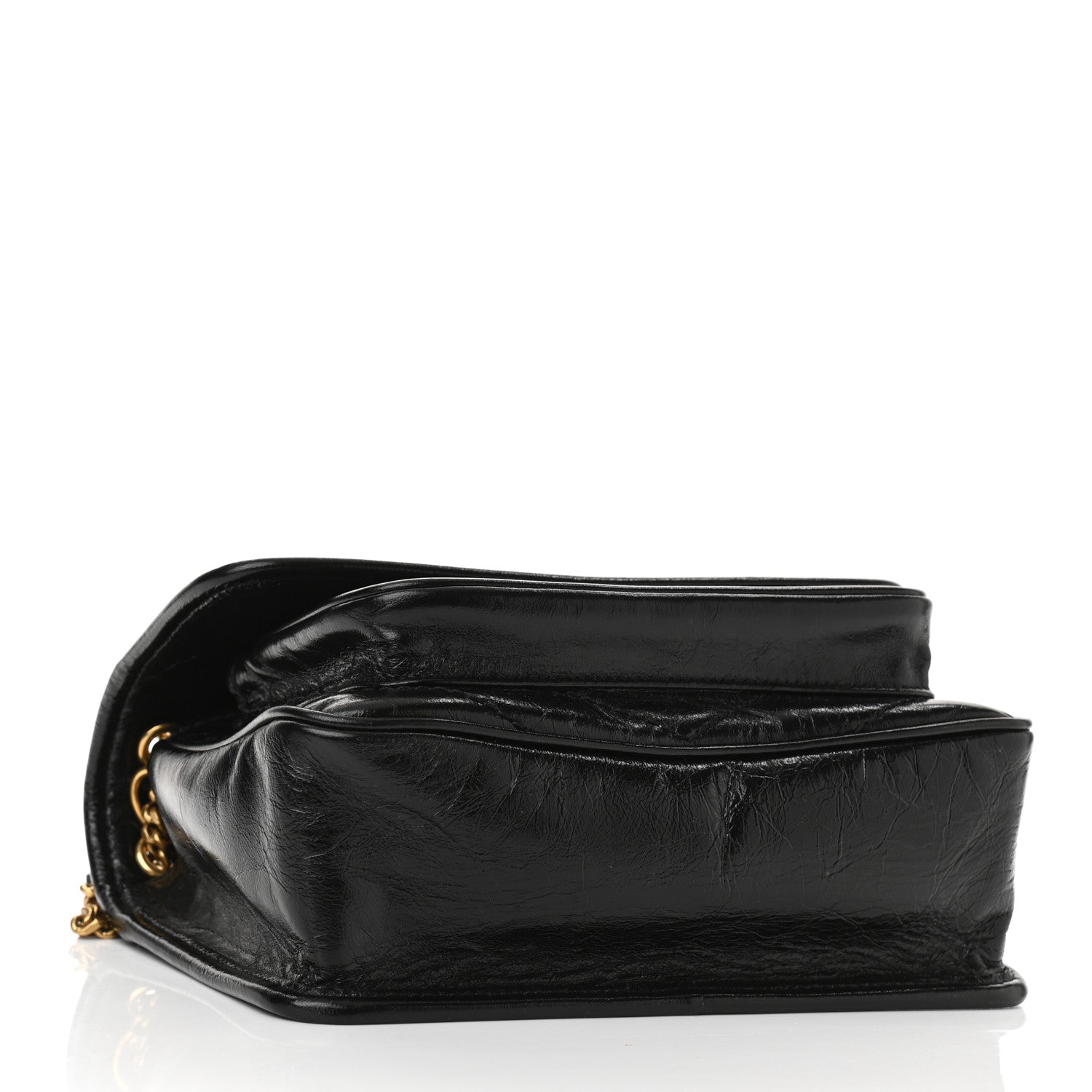 Saint Laurent Crinkled Lambskin Matelasse Monogram Baby Niki Chain Satchel Black 4 of 7
