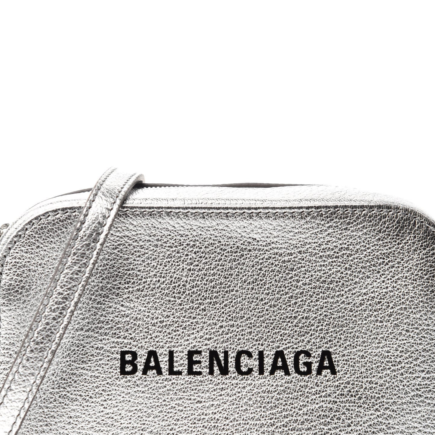 Metallic Goatskin Logo XS Everyday Camera Bag Argent Black
