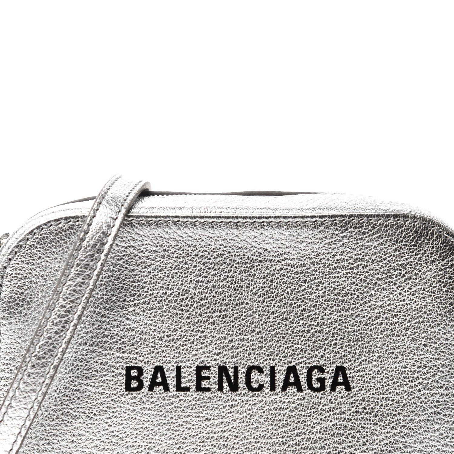 Balenciaga Metallic Goatskin Logo XS Everyday Camera Bag Argent Black 9 of 9