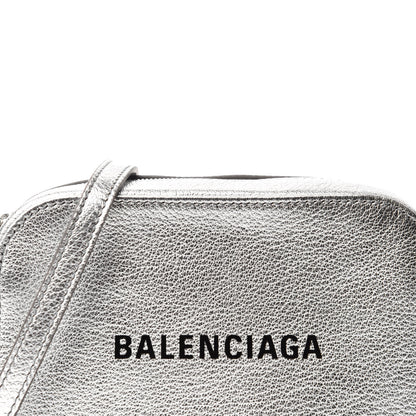 Balenciaga Metallic Goatskin Logo XS Everyday Camera Bag Argent Black 9 of 9