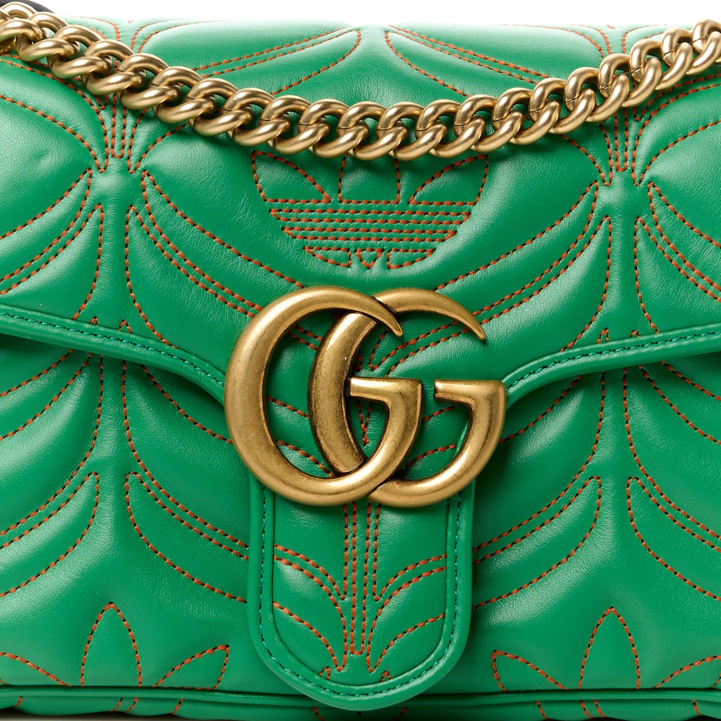 X Adidas Calfskin Matelasse Small GG Marmont Shoulder Bag Green