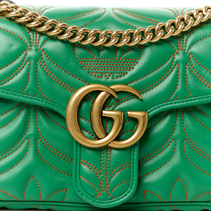 Gucci X Adidas Calfskin Matelasse Small GG Marmont Shoulder Bag Green 9 of 11
