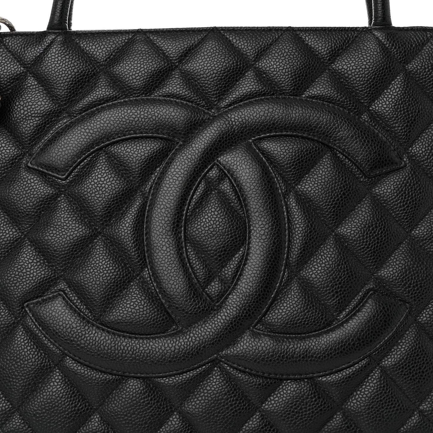 Caviar Quilted Medallion Tote Black