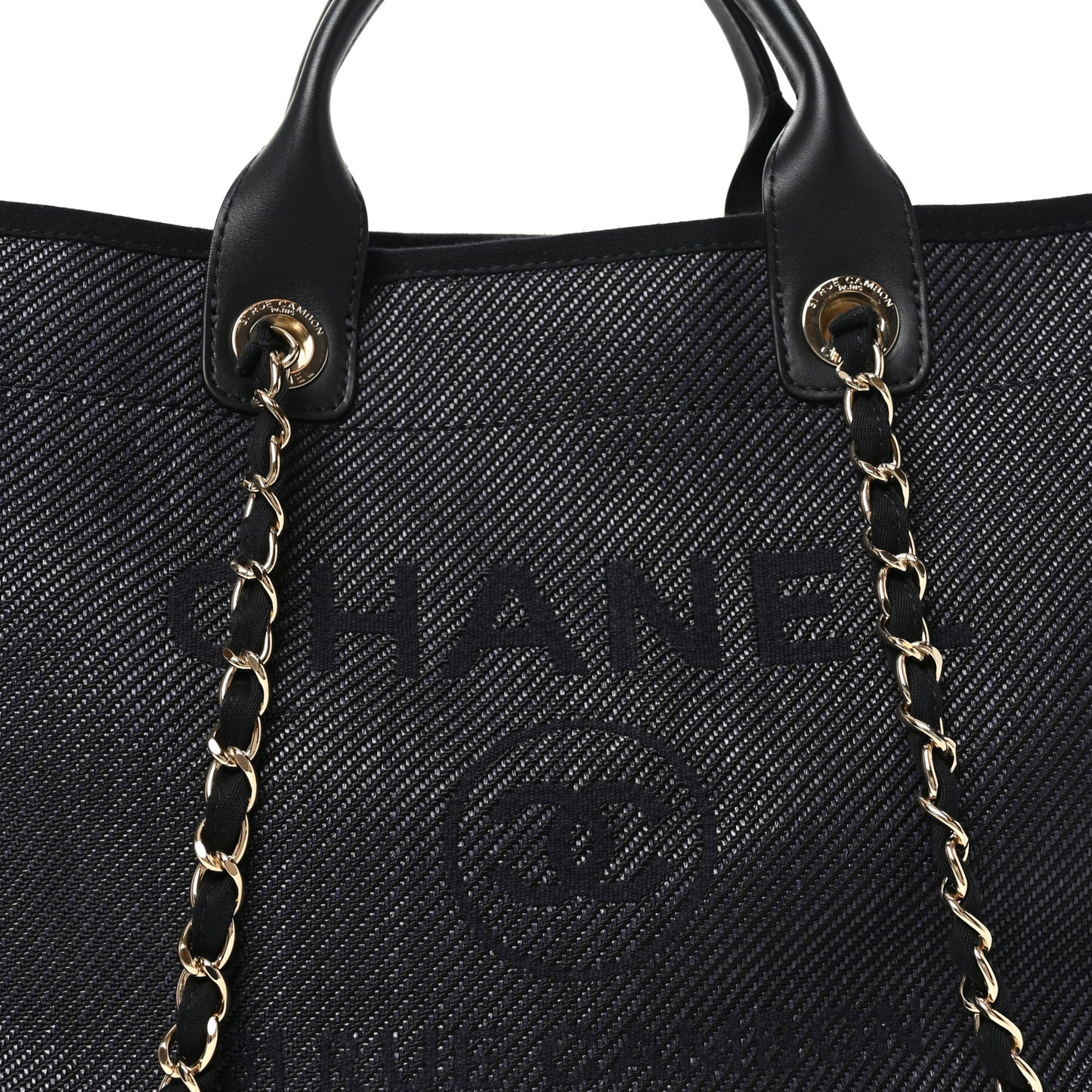 Mixed Fibers Calfskin Medium Deauville Tote Black