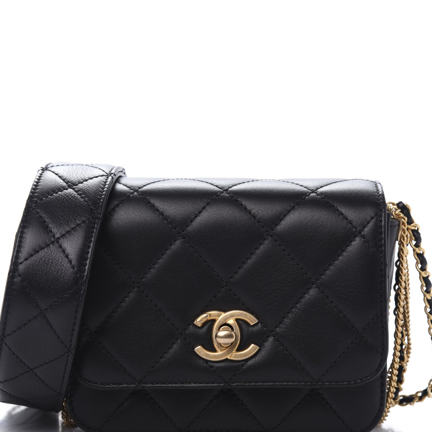 Chanel Lambskin Quilted Small Multiple Chain Flap Black 10 of 11