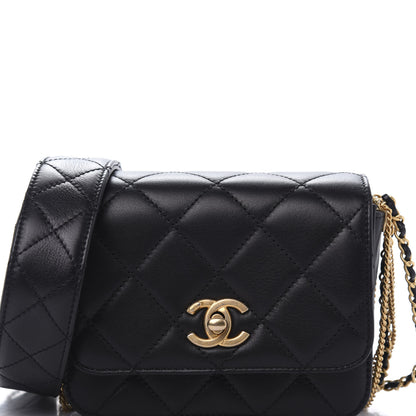 Chanel Lambskin Quilted Small Multiple Chain Flap Black 10 of 11