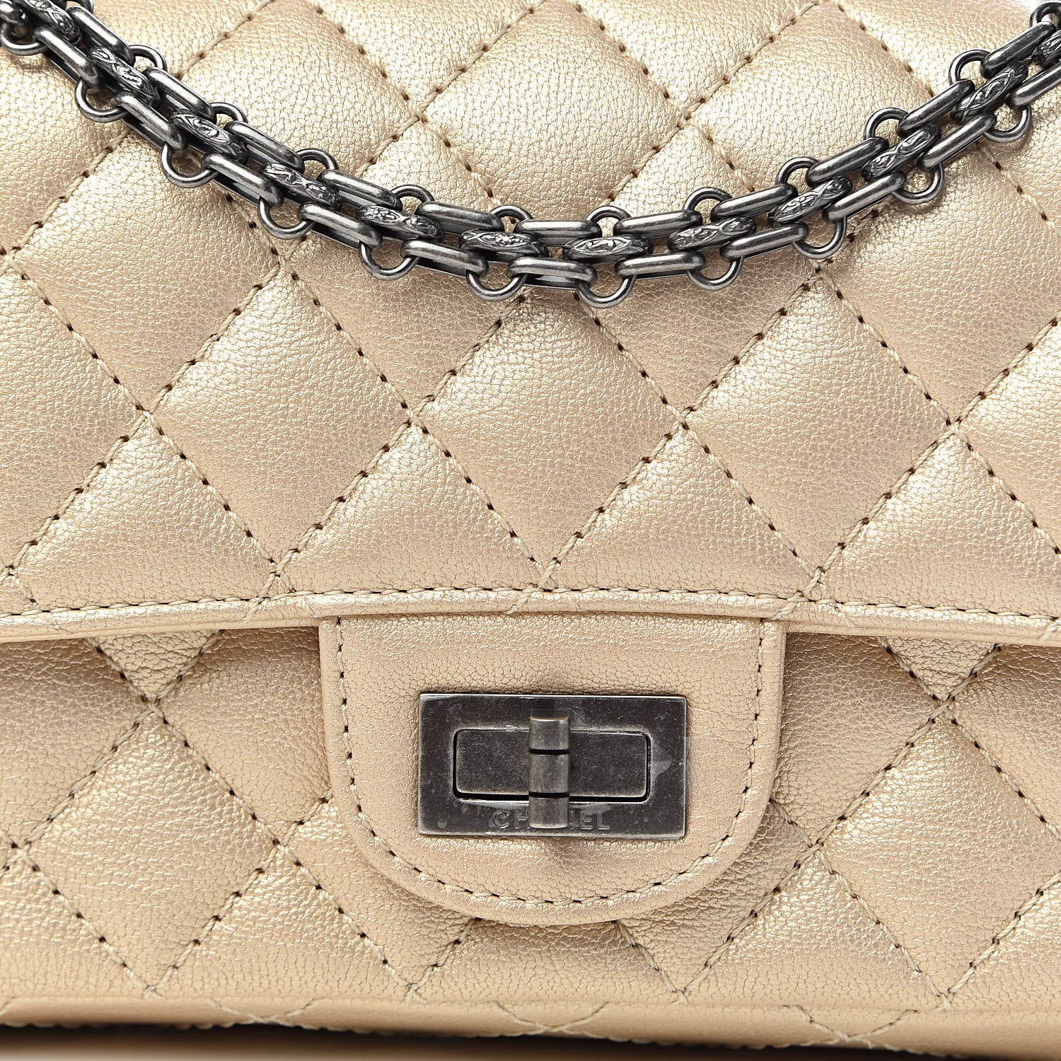 Chanel Metallic Sheepskin Quilted 2.55 Reissue Mini Flap Beige 10 of 11