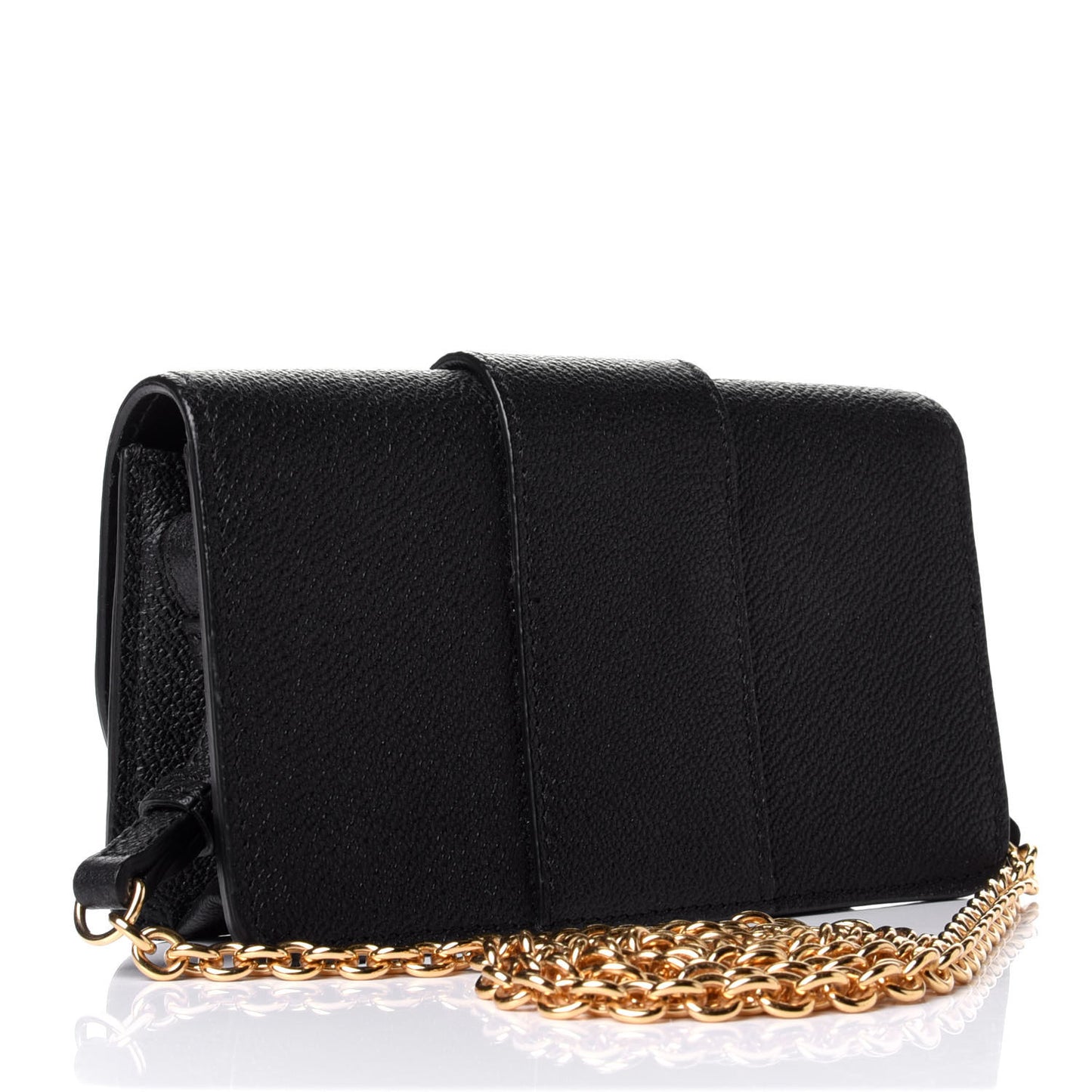 Soft Grain Calfskin Mini Buckle Phone Bag Black