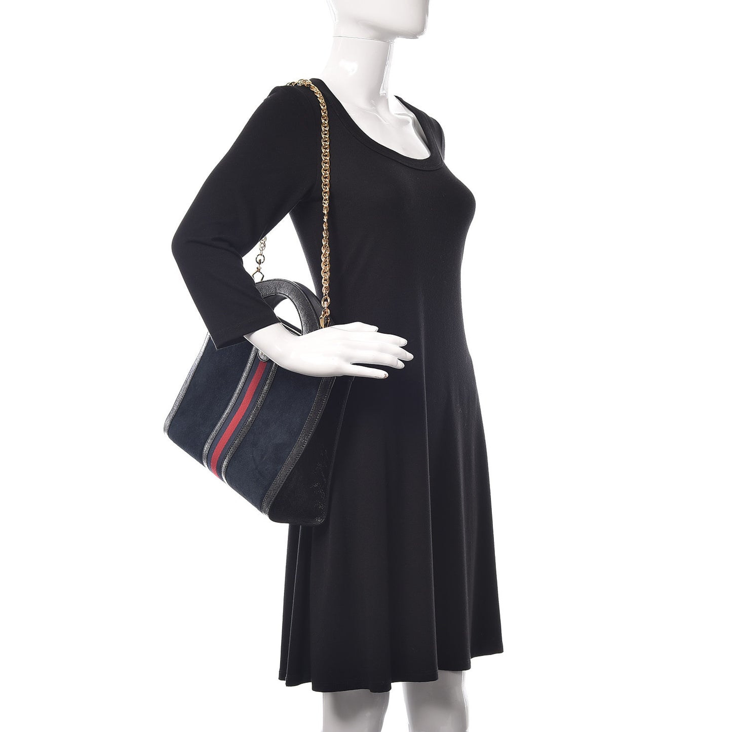 Suede Patent GG Web Medium Ophidia Top Handle Chain Blue Black