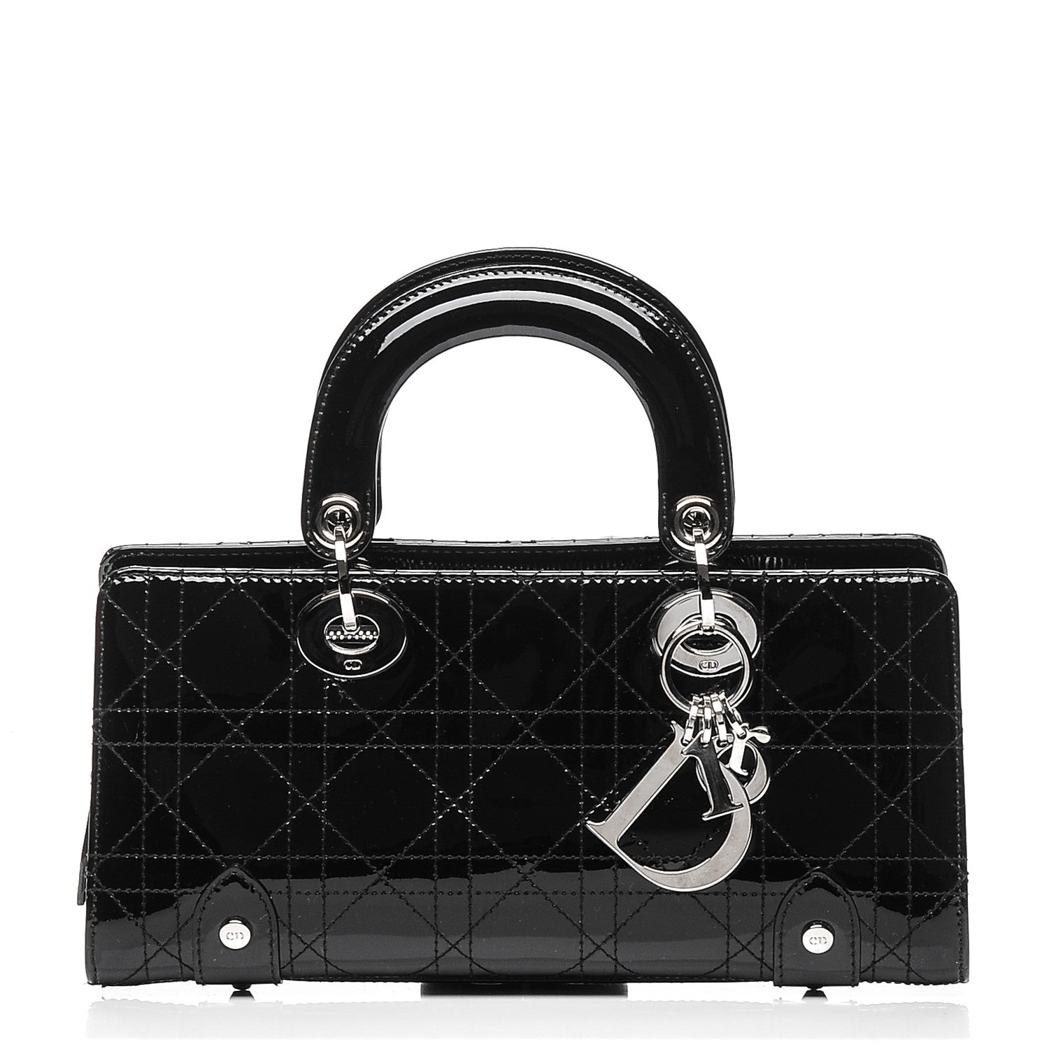 Christian Dior Patent Cannage Stitched Small East West Lady Dior Black 1 of 6