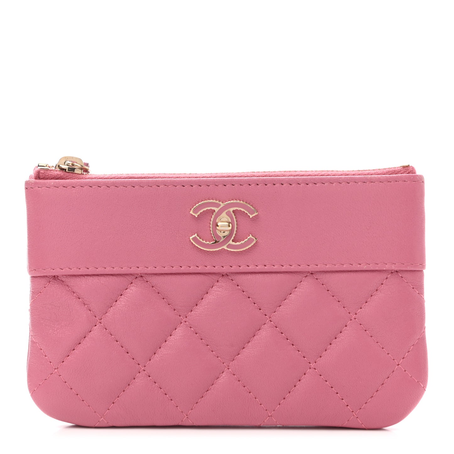 Sheepskin Quilted Small Vintage Mademoiselle Cosmetic Case Dark Pink