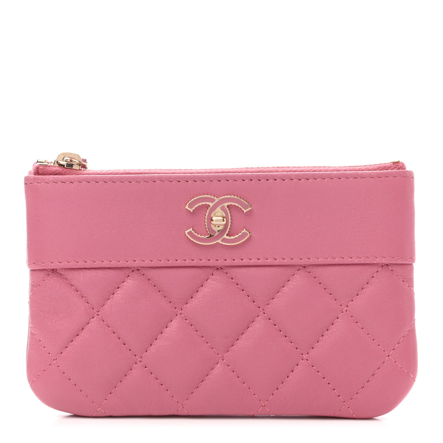 Chanel Sheepskin Quilted Small Vintage Mademoiselle Cosmetic Case Dark Pink 1 of 8
