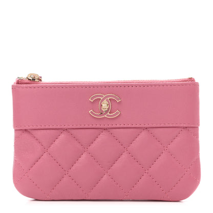 Chanel Sheepskin Quilted Small Vintage Mademoiselle Cosmetic Case Dark Pink 1 of 8