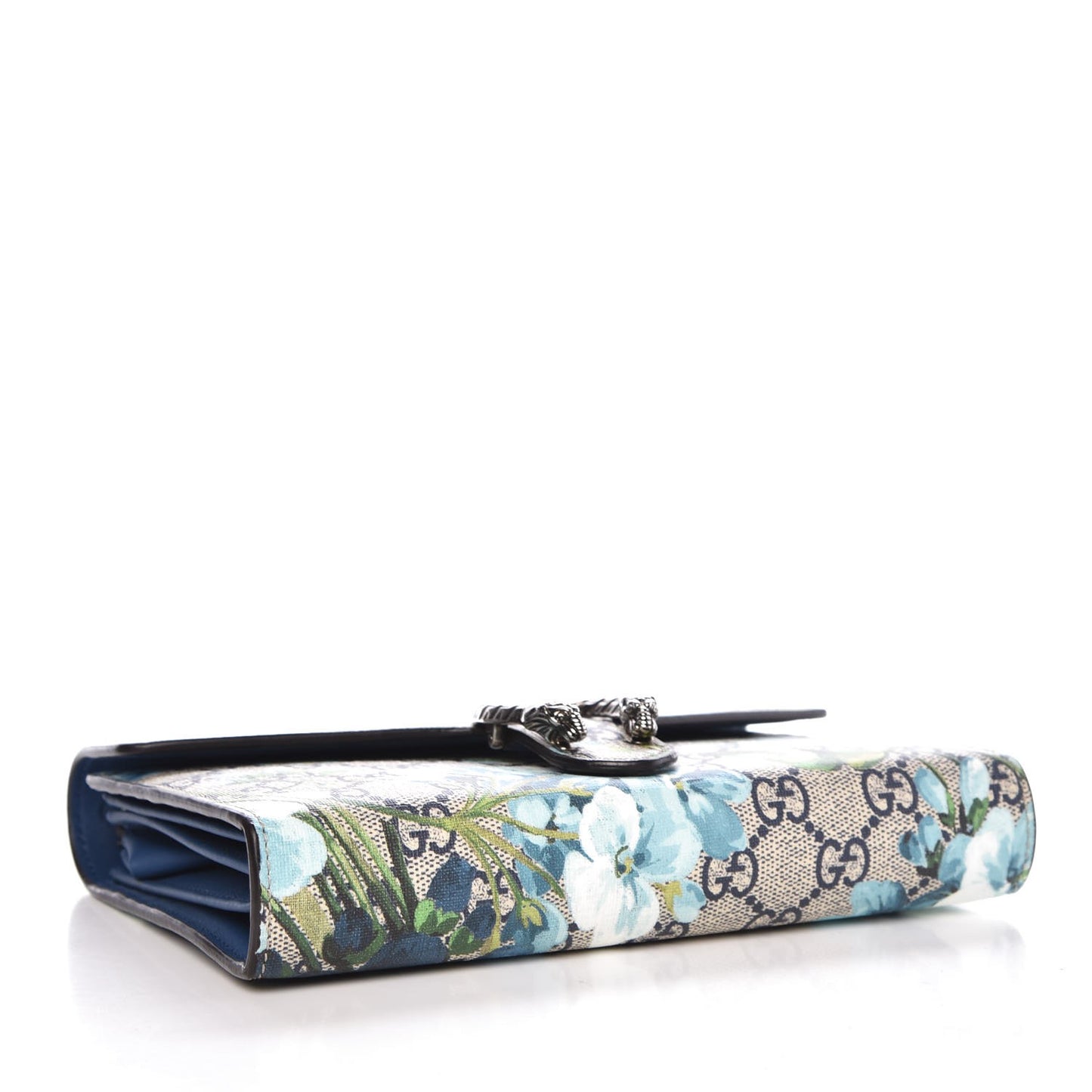 GG Supreme Monogram Blooms Mini Dionysus Chain Wallet Beige Blue Navy Vintage Blue